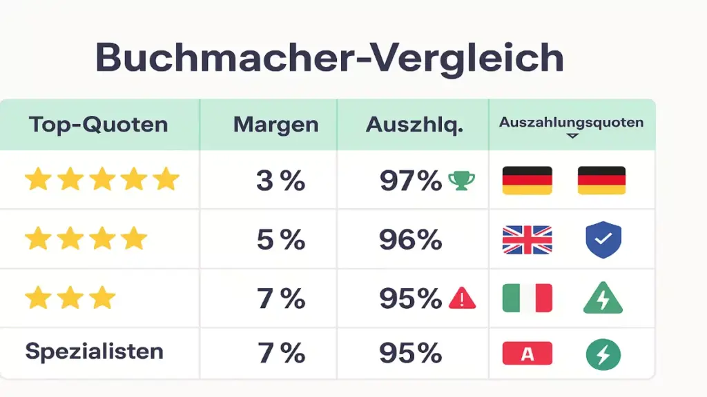 Vergleich verschiedener Buchmacher und deren Quotenqualität